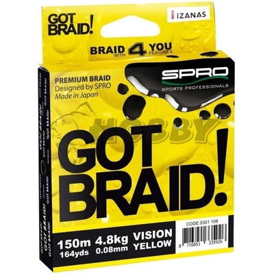 Spro Šnúra Got Braid Vision Yellow 150m 0,08mm 4,7kg