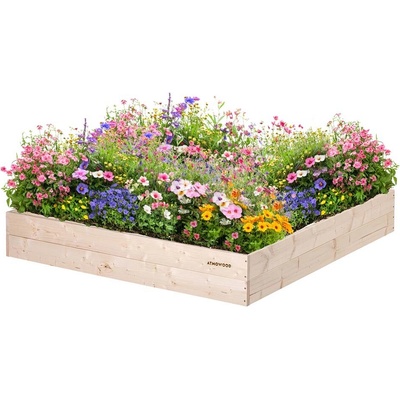 Atmowood Dřevěný vyvýšený záhon 120 x 120 x 20 cm hnědý