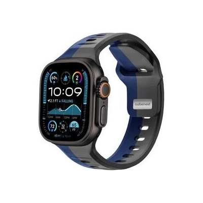 CubeNest Premium Silikon Sport na Apple Watch 42/44/45/Ultra 49 mm - tmavě šedý/tmavě modrý B01R001DLSPGRBL