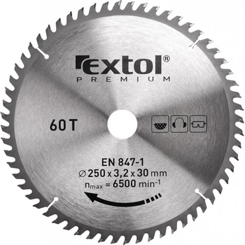 EXTOL PREMIUM pilový kotouč s SK plátky, 400x2,8x30mm, 60T, šířka SK plátků 3,8mm