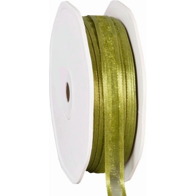 Organza se saténovým lemem 10 mm x 50 m mechově zelená