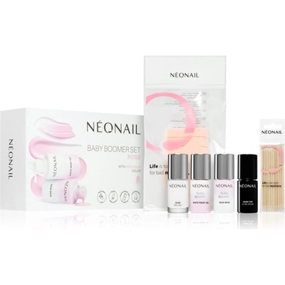 NeoNail Baby Boomer Baby Boomer Rose Base podkladový lak pro gelové nehty 7,2 ml + Baby Boomer White Paint Gel gelový lak na nehty 6,5 ml + Gum Peel-Off ochranný gel na nehtovou kůžičku 7,2 ml + Hard