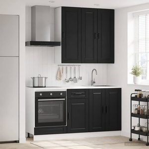 vidaXL Кухненски единица PORTO 5 бр. Черно Инженерна дървесина (3438286)