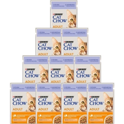 Cat Chow s jahňacím mäsom a zelenými fazuľkami v želé 10 x 85 g