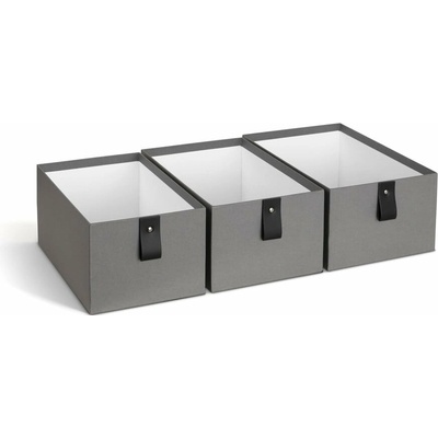 Bigso Sivé kartónové úložné boxy v súprave 3 ks 20,5 x 29,5 x 14,5 cm