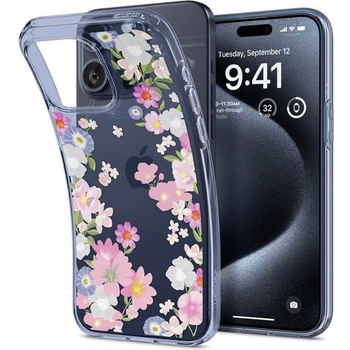 Spigen Противоударен Силиконов Калъф за iPhone 15 Pro, Spigen Liquid Crystal Blossom Case, Цветен (ACS06558)