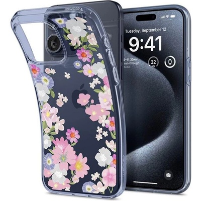 Spigen Противоударен Силиконов Калъф за iPhone 15 Pro, Spigen Liquid Crystal Blossom Case, Цветен (ACS06558)