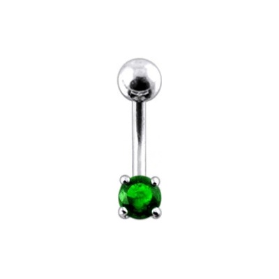 Šperky4U stříbrný piercing do pupíku tmavě zelený zirkon BP01027-E