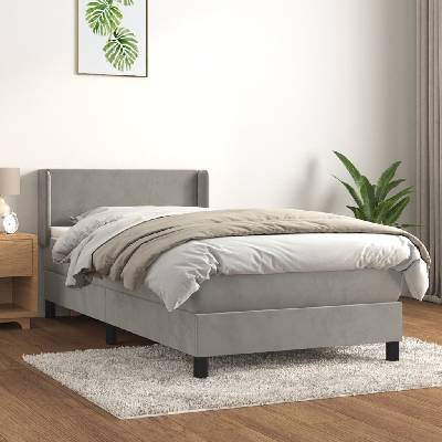 vidaXL 3130815 Boxspring postel s matrací samet / barva světle šedá
