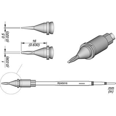 JBC R245016 – pájecí hrot ve tvaru dláta 1 × 0,5 mm