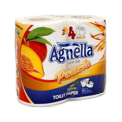 Agnella Агнела тоалетна хартия 3пл. 4бр-праскова (3800234422527)