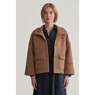 GANT CROPPED WOOL JACKET WARM KHAKI