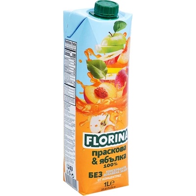FLORINA Натурален сок праскова и ябълка 100% 3x1л 3бр