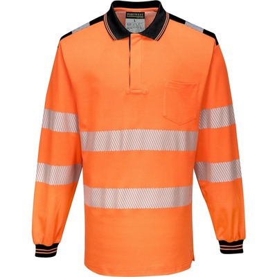 Portwest Polokošile PW3 Hi-Vis L/S T184 dlouhý rukáv reflexní Oranžová/černá 5XL