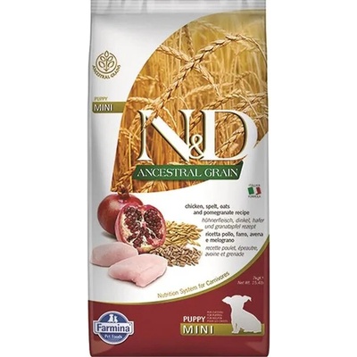 N&D Ancestral Grain puppy malé kuřecí a granátové jablko 7 kg