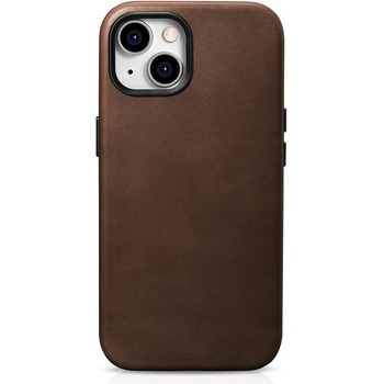 ICARER Magsafe Калъф от Естествена Кожа за iPhone 15, iCarer Oil Wax Leather Case, Кафяв (6975092689997)