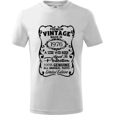 Vintage Etiketa 1976 tričko Biela