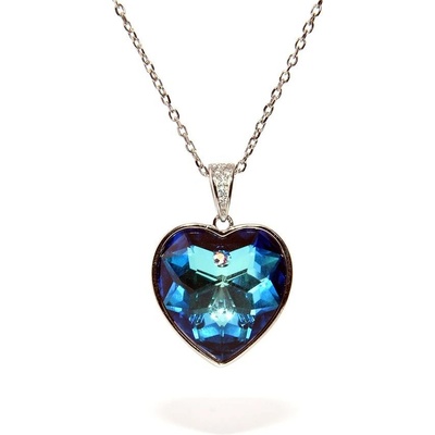 Rafity Stříbrný přívěsek srdce se safírem a zirkony P0189-08