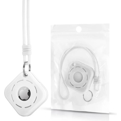 Силиконов кейс с връзка за Apple AirTag - ComT Silicone AirTag Strap Cover (бял)