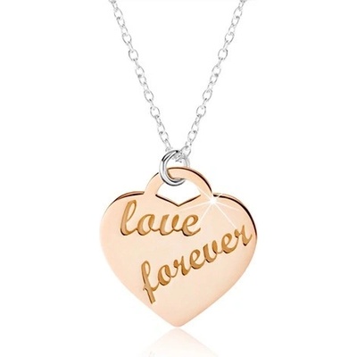 Šperky eshop ze stříbra srdce měděné barvy nápis love forever SP45.18
