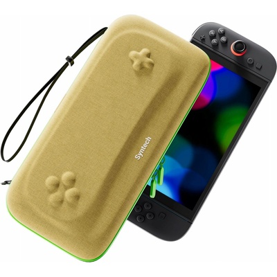 Mimd Pevné přepravní pouzdro Nintendo Switch 2 G11 béžové se zeleným zipem