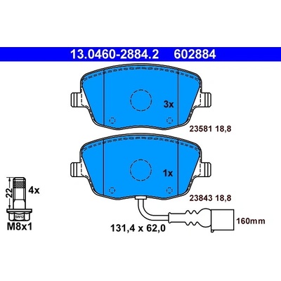 ATE Sada brzdových platničiek kotúčovej brzdy 13046028842