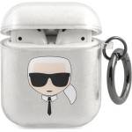 Karl Lagerfeld KLA2UKHGS калъф за AirPods, сребрист Glitter, глава на Карл (KLA2UKHGS)