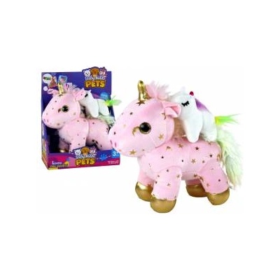 LEAN Toys Unicorn Plush Sleeping Animal Lullaby Pink With Stars Set