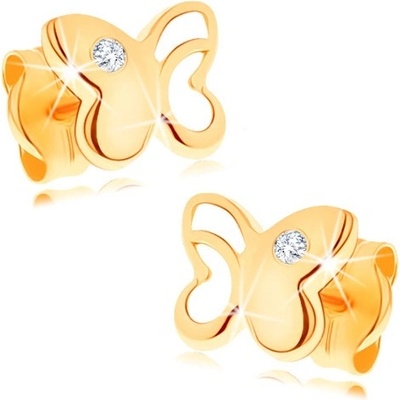 Šperky eshop diamantové zlaté lesklý motýl s vyřezávanou částí čirý briliant BT500.12