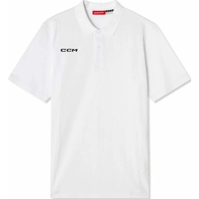 CCM Team Short Sleeve Polo SR biele