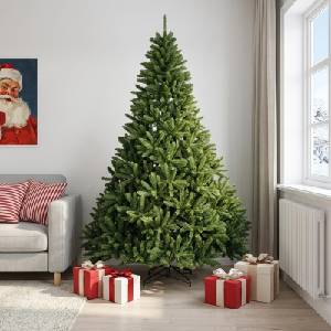 vidaXL Изкуствено коледно дърво с хингед 210 см ПВЦ Светло зелено (42054545)