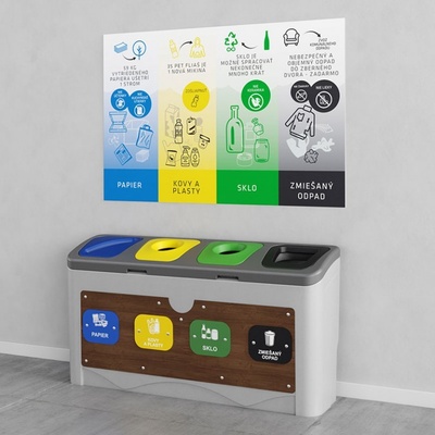 Smart Odpadkový kôš na triedený odpad - 2 otvory plast, sklo
