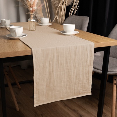 Biante Ľanový behúň LEN-013 Béžový 45x180 cm