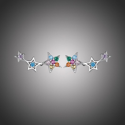 Grace Silver Jewellery stříbrné se zirkony Alesa Rainbow hvězdy E-SCE175-4 barevná