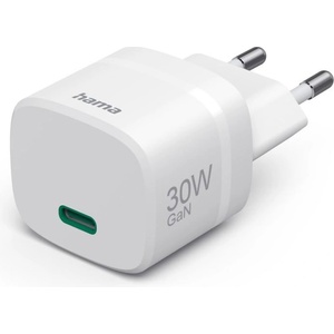 Hama Зарядно устройство, 30 W, GaN, USB-C, PD/Qualcomm®, Zero Standby, бяло (201964)