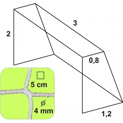 Kosiksiete Hádzanárska sieť 3x2x0,8x1,2/5/4mm