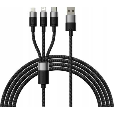 Baseus CAXS000001 StarSpeed Series, USB-C + Micro + Lightning 3,5A, 1,2m, černý
