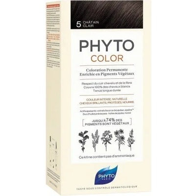 PHYTO Безамонячна боя за коса 5 Светъл Кестен, Phyto Phytocolor Coloration Permanente 5 Light Brown 50ml