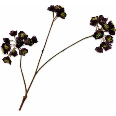 Silk-ka Čemerica (Helleborus) – fialová dekoratívna vetvička, 70 cm