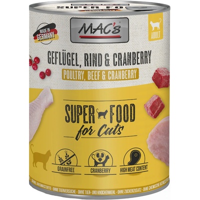 MAC´s Cat Mix hydina / brusnice a kačacie / morčacie / kuracie 24 x 800 g