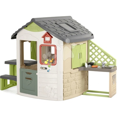 Smoby Domček s kuchynkou Life Jura Lodge piknikovým stolom a elektronickým zvončekom