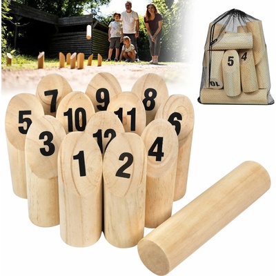 Greatstore Kubb s čísly herní set dřevěný