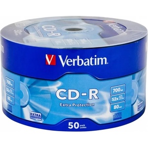 Verbatim Оптичен носител CD-R media 700MB, Verbatim 023942437871, 52x, 50бр