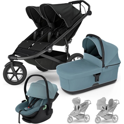 THULE 3v1 Urban Glide 3 Double Black s autosedačkou Maple Mid Blue a adaptéry 2025