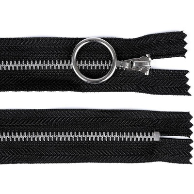 Prima-obchod Kovový zip No 4 délka 20 cm se stříbrnými zoubky, barva 322 černá