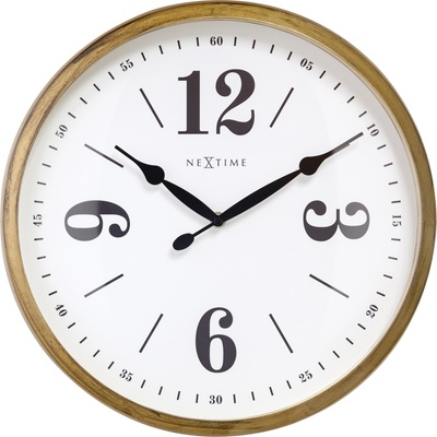 NeXtime Стенен часовник Classic 39 см бяло и златисто (3290GO)