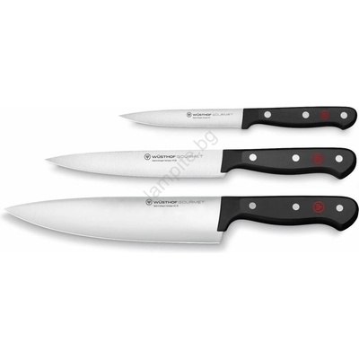 WÜSTHOF - Комплект кухненски ножове GOURMET 3 бр. черни (GG301)