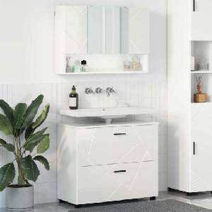 vidaXL Комплект мебели за баня 2 бр. Лъскаво бяло 76, 5 x 35 x 64 см (3393017)