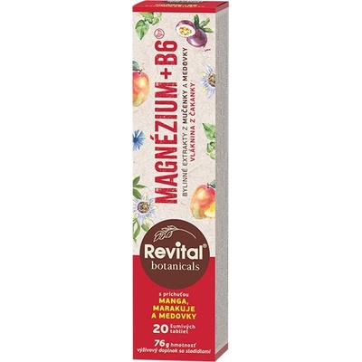VITAR Revital Botanicals MAGNÉZIUM + B6 s príchuťou manga, marakuje a medovky 20 ks