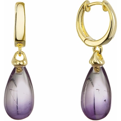 Evolution Group Pozlacené visací náušnice kapky s ametystem 11733.3